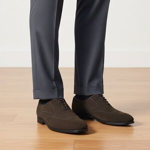 Salvatore Ferragamo Mens wingtip Brown Leather Lace Up Dress Shoe Size 10 2E